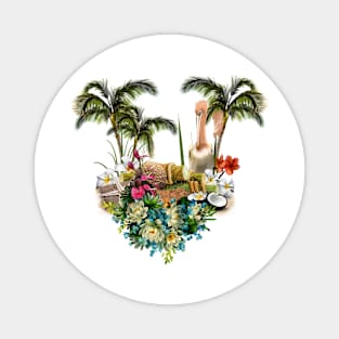 Wonderful pelican with flowers, tropical design Magnet